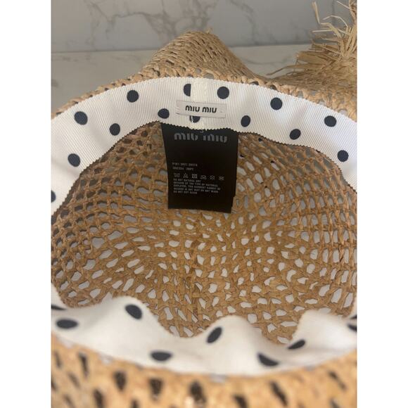 Miu Miu Straw Sun Hat with Polka Dot Band - Great Condition - Picture 3 of 5